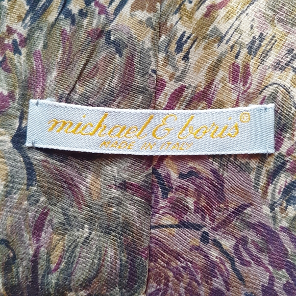 VTG Michael & Boris 100% Silk Tie Watercolor Italy - Picture 5 of 8